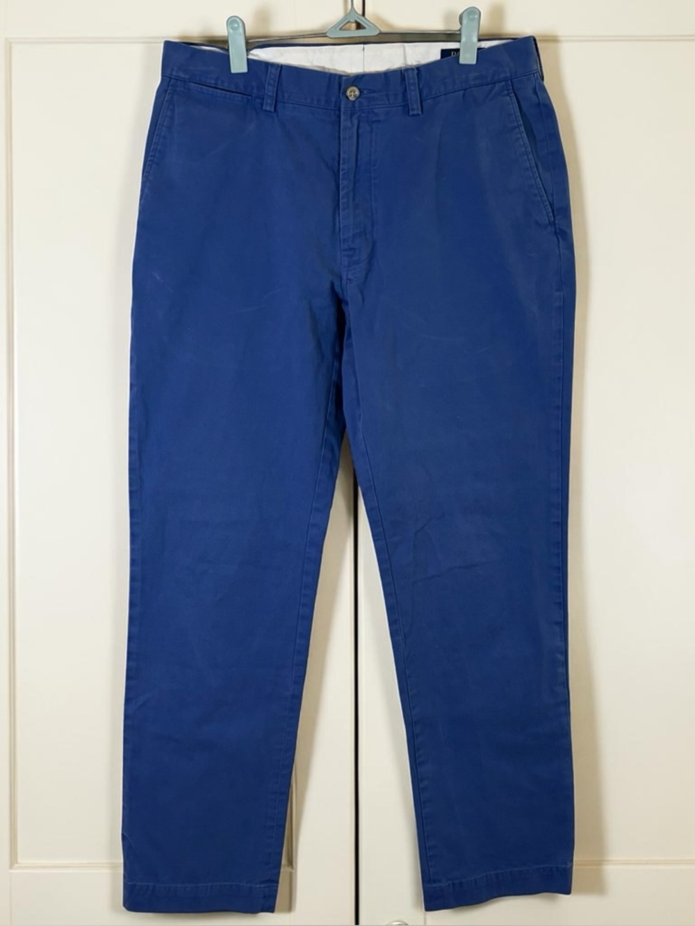 Polo Ralph Lauren Classic Fit Chinos Blue 34x34 Flat Front 100% Cotton